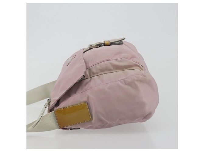 Borsa a tracolla PRADA Nylon Rosa Argento Auth 194319A - vista 4