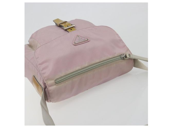 Borsa a tracolla PRADA Nylon Rosa Argento Auth 194319A - vista 6