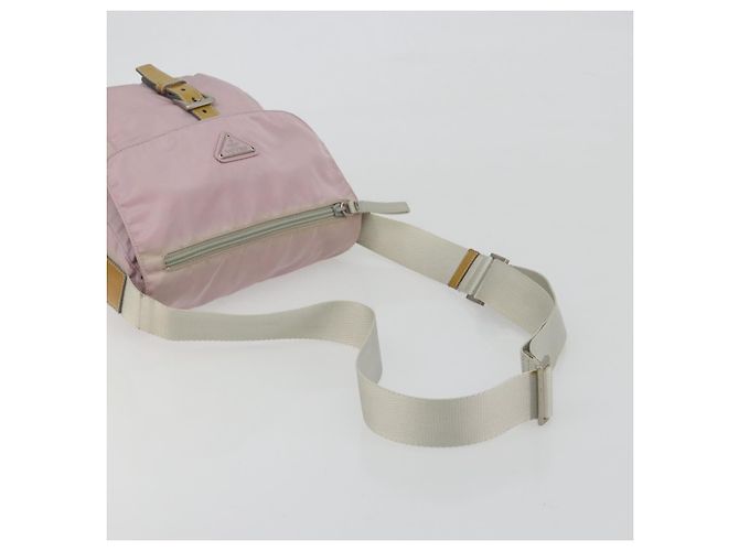Borsa a tracolla PRADA Nylon Rosa Argento Auth 194319A - vista 7