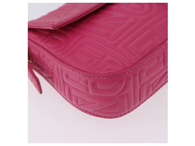 Borsa a tracolla FENDI Mamma Baguette in pelle Pink Gold Auth 196359M - vista 10