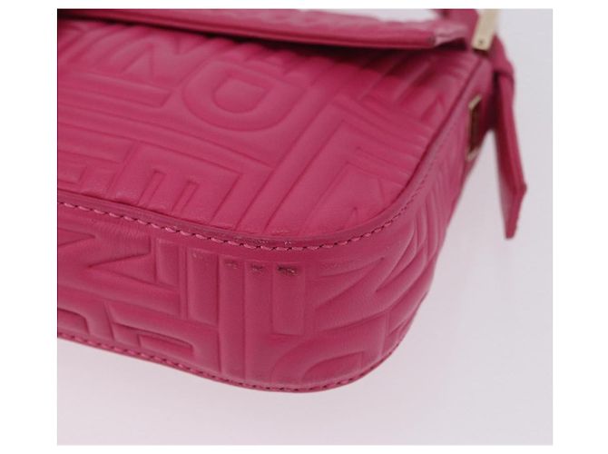 Borsa a tracolla FENDI Mamma Baguette in pelle Pink Gold Auth 196359M - vista 11