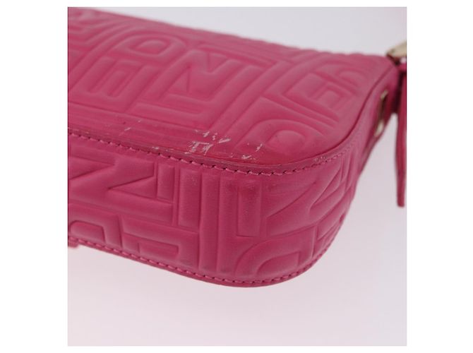 Borsa a tracolla FENDI Mamma Baguette in pelle Pink Gold Auth 196359M - vista 13