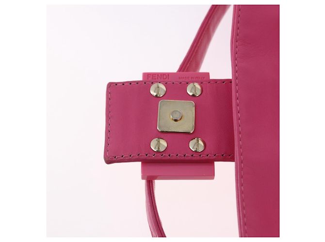 Borsa a tracolla FENDI Mamma Baguette in pelle Pink Gold Auth 196359M - vista 16