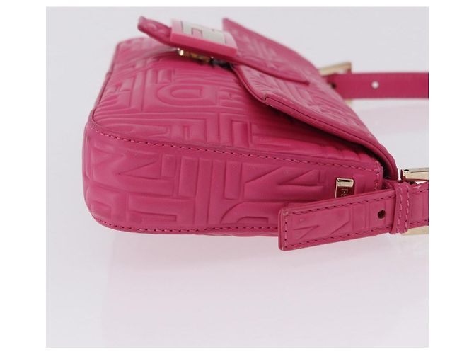 Borsa a tracolla FENDI Mamma Baguette in pelle Pink Gold Auth 196359M - vista 4