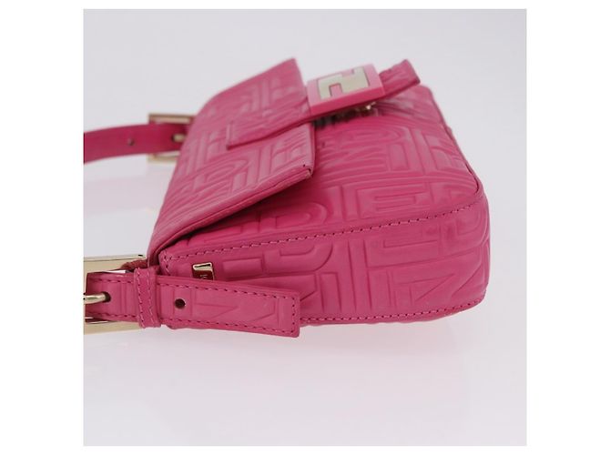 Borsa a tracolla FENDI Mamma Baguette in pelle Pink Gold Auth 196359M - vista 5