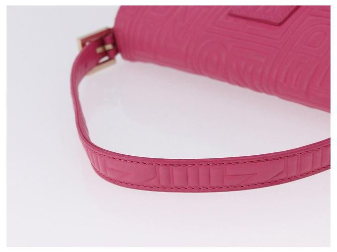 Borsa a tracolla FENDI Mamma Baguette in pelle Pink Gold Auth 196359M - vista 7