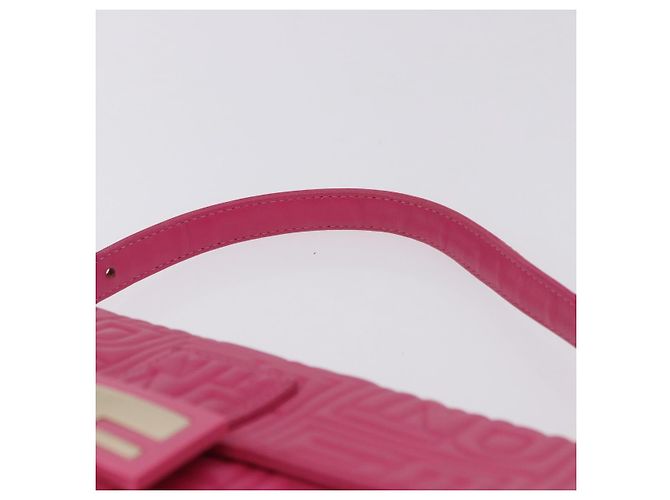 Borsa a tracolla FENDI Mamma Baguette in pelle Pink Gold Auth 196359M - vista 8