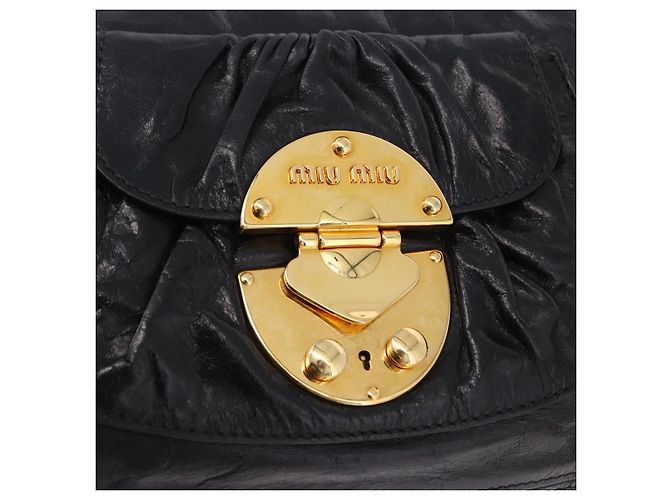 Borsa a tracolla Miu Miu in pelle nera e oro Auth 195676M Nero D'oro - vista 18