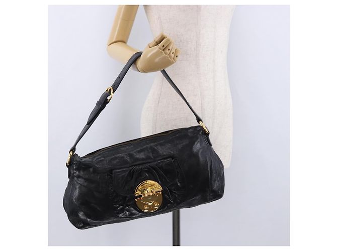 Borsa a tracolla Miu Miu in pelle nera e oro Auth 195676M Nero D'oro - vista 25