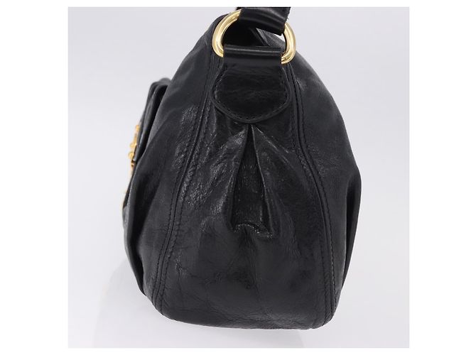 Borsa a tracolla Miu Miu in pelle nera e oro Auth 195676M Nero D'oro - vista 3