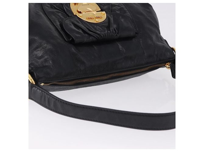 Borsa a tracolla Miu Miu in pelle nera e oro Auth 195676M Nero D'oro - vista 6