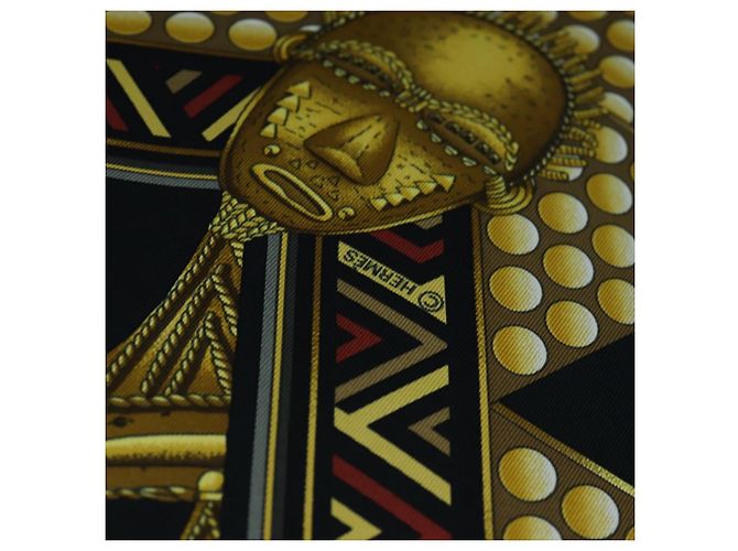 Hermès Foulard HERMES Carre 90 « L'OR DES CHEFS » Seta Nero Auth 195923M - vista 13
