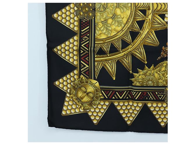 Hermès Foulard HERMES Carre 90 « L'OR DES CHEFS » Seta Nero Auth 195923M - vista 8