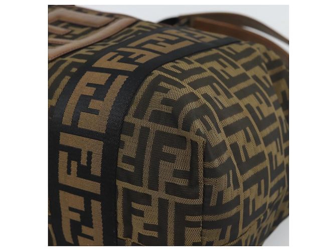 Borsa Tote FENDI Zucca Canvas Marrone Nero Auth 195234A - vista 10