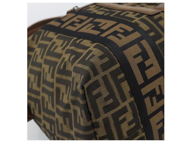 Borsa Tote FENDI Zucca Canvas Marrone Nero Auth 195234A - vista 11