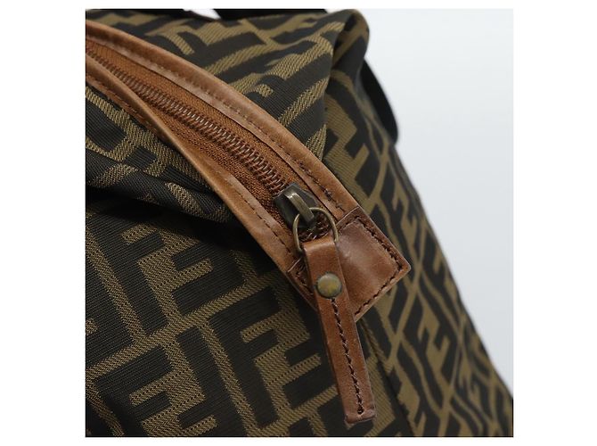 Borsa Tote FENDI Zucca Canvas Marrone Nero Auth 195234A - vista 14
