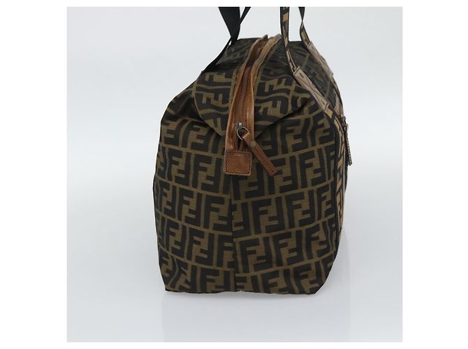 Borsa Tote FENDI Zucca Canvas Marrone Nero Auth 195234A - vista 4