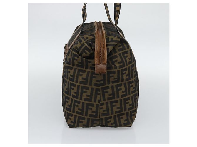 Borsa Tote FENDI Zucca Canvas Marrone Nero Auth 195234A - vista 5