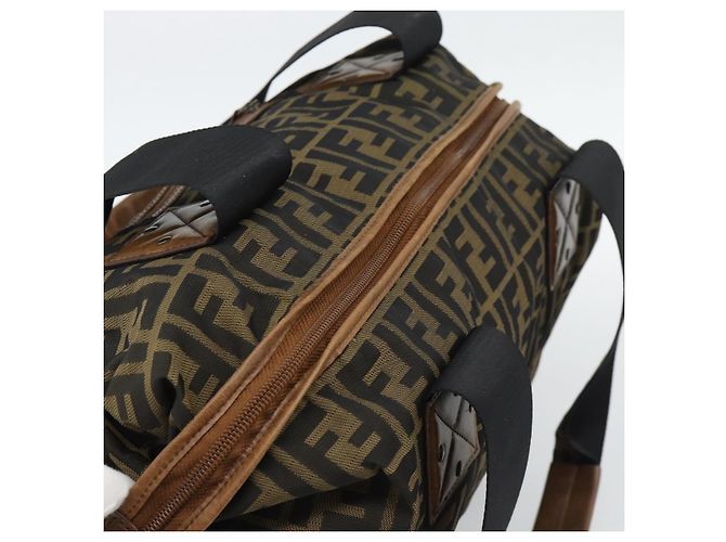 Borsa Tote FENDI Zucca Canvas Marrone Nero Auth 195234A - vista 6
