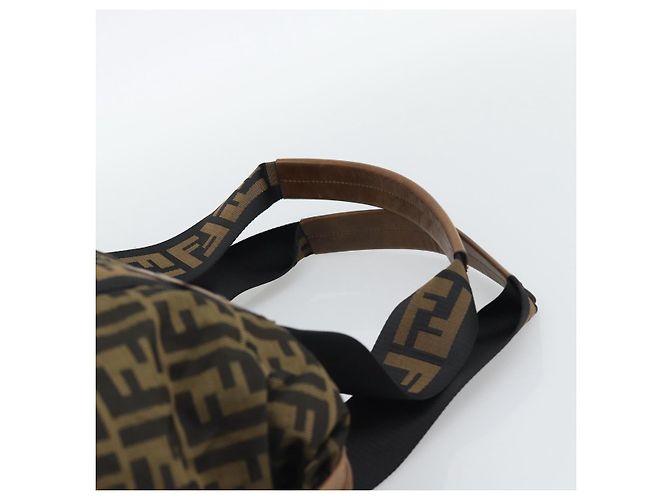Borsa Tote FENDI Zucca Canvas Marrone Nero Auth 195234A - vista 8