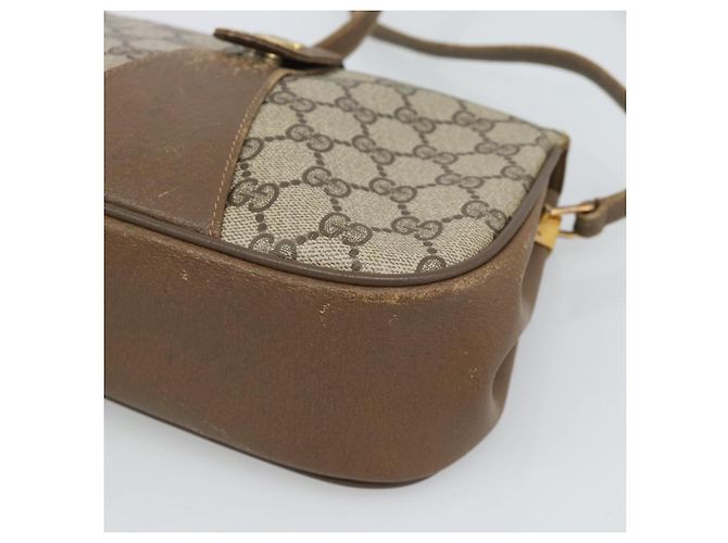 Borsa GUCCI GG Supreme Web Sherry Line PVC Beige Oro 116 02 024 Auth 195582 D'oro - vista 10