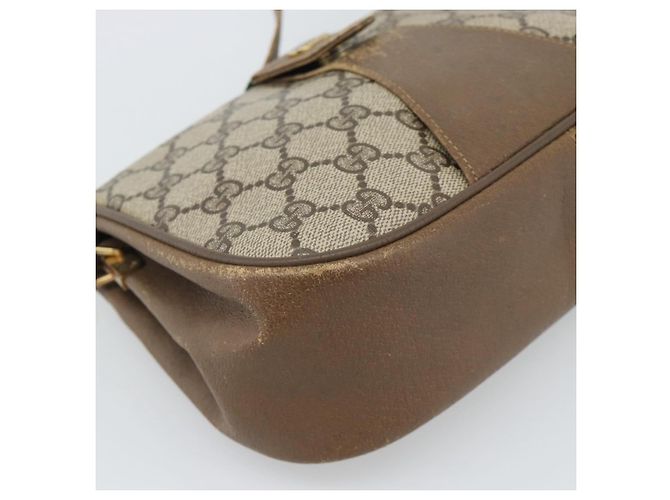 Borsa GUCCI GG Supreme Web Sherry Line PVC Beige Oro 116 02 024 Auth 195582 D'oro - vista 11