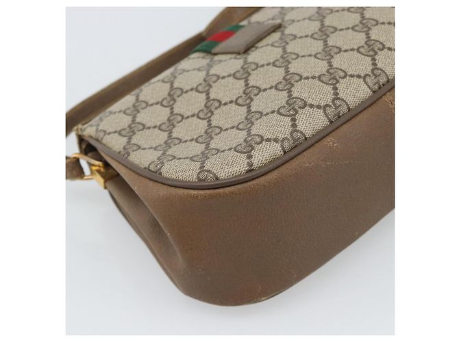 Borsa GUCCI GG Supreme Web Sherry Line PVC Beige Oro 116 02 024 Auth 195582 D'oro - vista 13