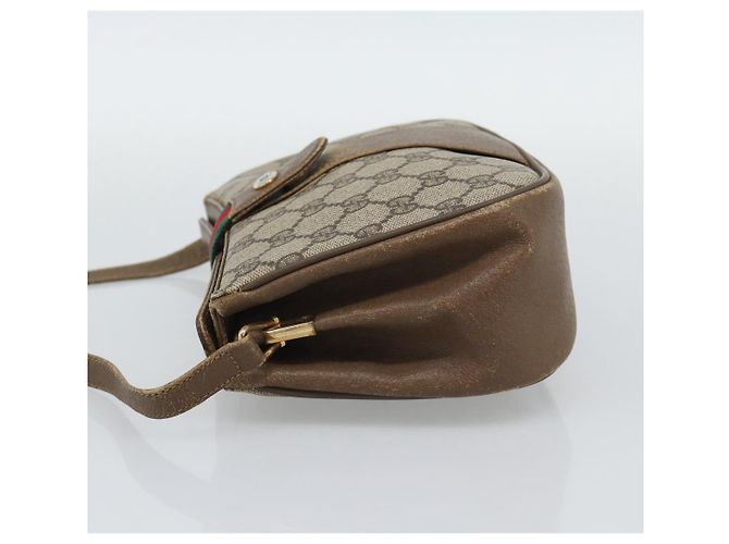 Borsa GUCCI GG Supreme Web Sherry Line PVC Beige Oro 116 02 024 Auth 195582 D'oro - vista 4