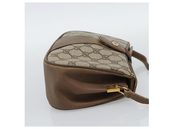 Borsa GUCCI GG Supreme Web Sherry Line PVC Beige Oro 116 02 024 Auth 195582 D'oro - vista 5