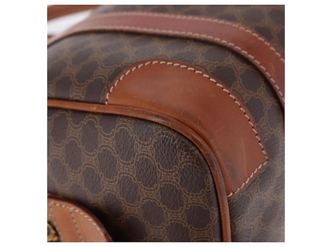 Céline Borsa a mano CELINE Macadam Canvas PVC Pelle Marrone Oro Auth 195723A D'oro - vista 10