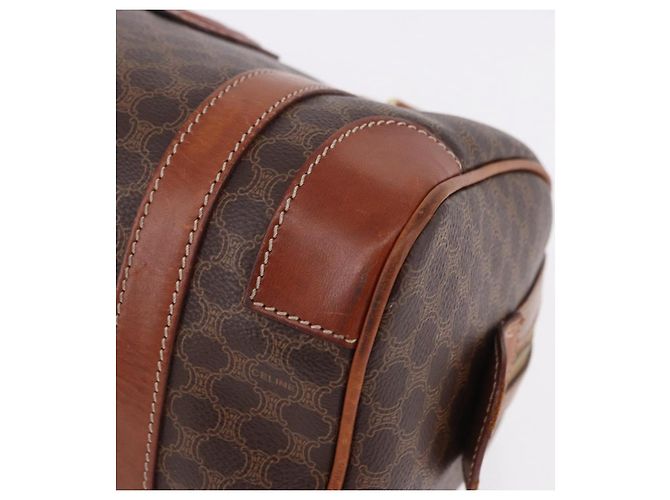 Céline Borsa a mano CELINE Macadam Canvas PVC Pelle Marrone Oro Auth 195723A D'oro - vista 11