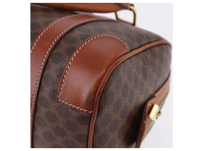 Céline Borsa a mano CELINE Macadam Canvas PVC Pelle Marrone Oro Auth 195723A D'oro - vista 13