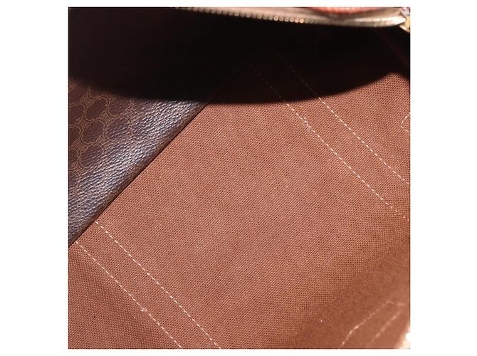 Céline Borsa a mano CELINE Macadam Canvas PVC Pelle Marrone Oro Auth 195723A D'oro - vista 16