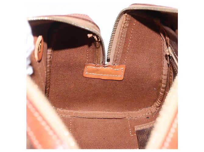 Céline Borsa a mano CELINE Macadam Canvas PVC Pelle Marrone Oro Auth 195723A D'oro - vista 18