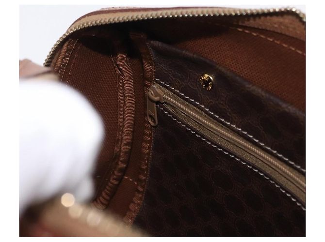 Céline Borsa a mano CELINE Macadam Canvas PVC Pelle Marrone Oro Auth 195723A D'oro - vista 19
