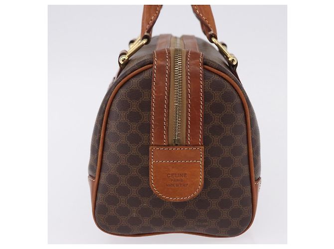 Céline Borsa a mano CELINE Macadam Canvas PVC Pelle Marrone Oro Auth 195723A D'oro - vista 4