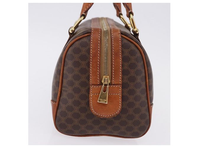 Céline Borsa a mano CELINE Macadam Canvas PVC Pelle Marrone Oro Auth 195723A D'oro - vista 5