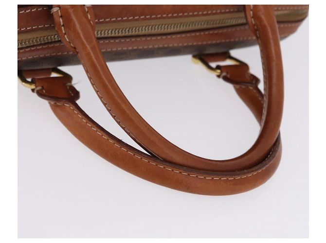 Céline Borsa a mano CELINE Macadam Canvas PVC Pelle Marrone Oro Auth 195723A D'oro - vista 7