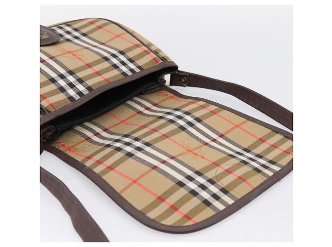 Borsa a tracolla Burberrys Nova Check Canvas Beige Gold Auth 183568 D'oro - vista 14