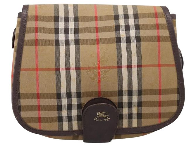 Borsa a tracolla Burberrys Nova Check Canvas Beige Gold Auth 183568 D'oro - vista 2