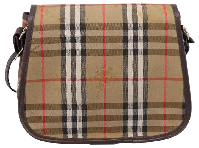 Borsa a tracolla Burberrys Nova Check Canvas Beige Gold Auth 183568 D'oro - vista 3