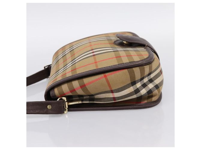 Borsa a tracolla Burberrys Nova Check Canvas Beige Gold Auth 183568 D'oro - vista 4