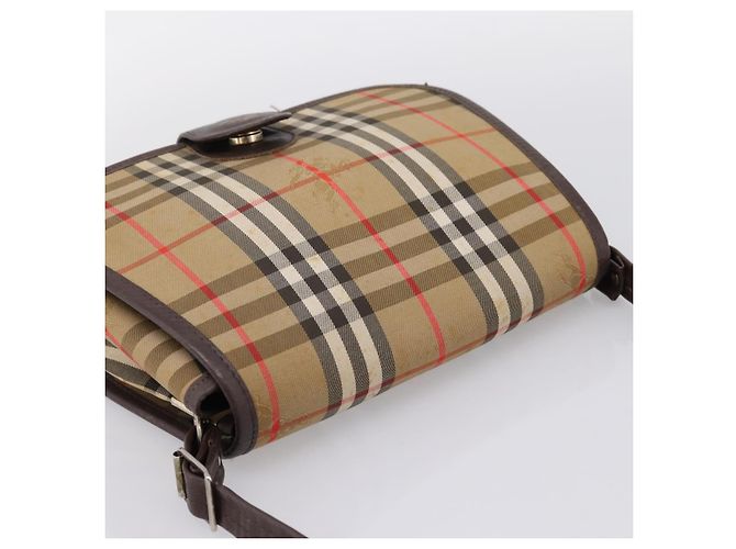 Borsa a tracolla Burberrys Nova Check Canvas Beige Gold Auth 183568 D'oro - vista 6