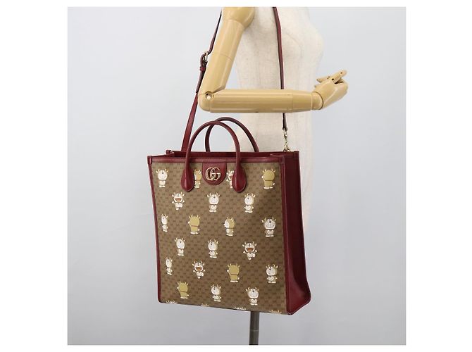 Borsa GUCCI Doraemon Micro GG PVC 2way Beige Gold 654345 Auth 195107SAM - vista 25