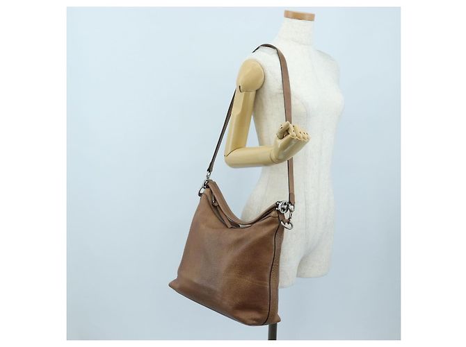 Borsa GUCCI Interlocking in pelle 2way Brown Silver 326514 Auth 195798V Marrone Argento - vista 26