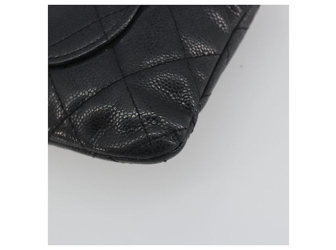 Borsa Clutch CHANEL Pelle Caviar Navy Silver CC Auth bs36769 Argento Blu navy - vista 10