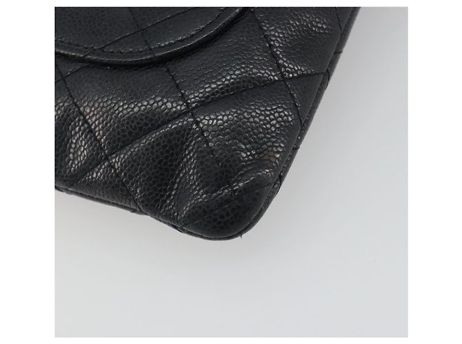 Borsa Clutch CHANEL Pelle Caviar Navy Silver CC Auth bs36769 Argento Blu navy - vista 11