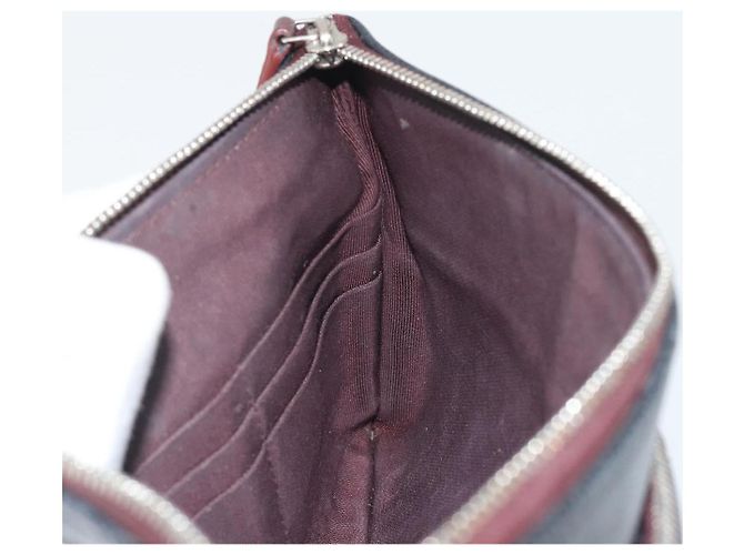 Borsa Clutch CHANEL Pelle Caviar Navy Silver CC Auth bs36769 Argento Blu navy - vista 16
