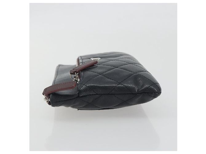 Borsa Clutch CHANEL Pelle Caviar Navy Silver CC Auth bs36769 Argento Blu navy - vista 5