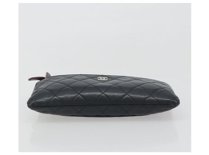 Borsa Clutch CHANEL Pelle Caviar Navy Silver CC Auth bs36769 Argento Blu navy - vista 7